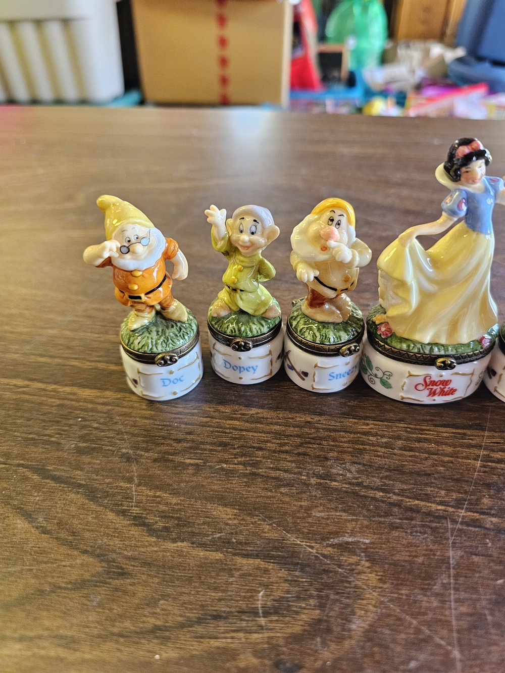 Snow White & Dwarfs Porcelain Trinket Boxes - Yellow, Green, Orange💛🧡💚